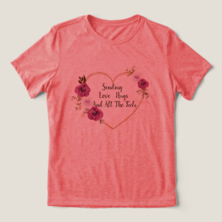 Valentijnsdag Bloemen Hart Liefde & Knuffels Pink Tri-Blend Shirt