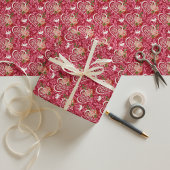  Valentijnsdag Bloemen Hartpatroon Cadeaupapier