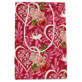  Valentijnsdag Bloemen Hartpatroon Medium Cadeauzakje (Voorkant)