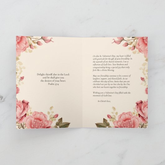 Valentijnsdag Bloemenvriendschap Christelijk Feestdagen Kaart (Binnen)