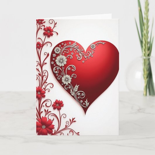 Valentijnsdag Bloemhartkaart Kaart (Voorkant)