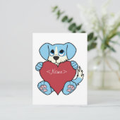 Valentijnsdag Blue Dog met rood hart Feestdagenkaart (Staand voorkant)