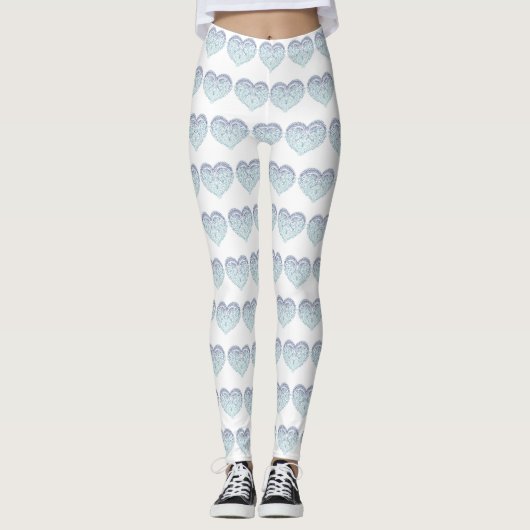 Valentijnsdag Blue HEART Leggings vrouwen (Voorkant)