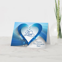 Valentijnsdag Blue Heart Wave - Aanpassen Feestdagen Kaart