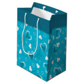 Valentijnsdag Blue Hearts Medium Cadeauzakje (Achterkant Gekanteld)