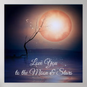 Valentijnsdag Blue PeachCustom Tekst Moon & Stars Poster (Voorkant)