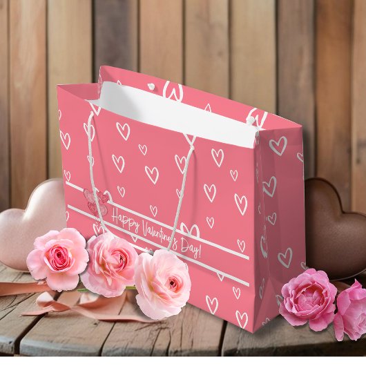Valentijnsdag Blush Heart Pattern Groot Cadeauzakje