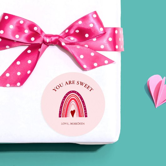 Valentijnsdag Boho Rainbow Je bent lief Ronde Sticker