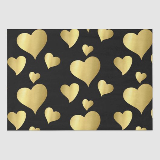 Valentijnsdag Bold Faux Gold Foil Hearts Patroon Tissuepapier (Voorkant)