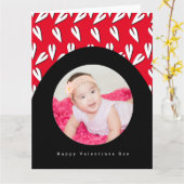 Valentijnsdag Boog en Hartjes Patroon Foto Kaart (Gele Bloem)