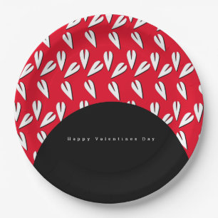 Valentijnsdag Boog en Hartjes Patroon Papieren Bordje