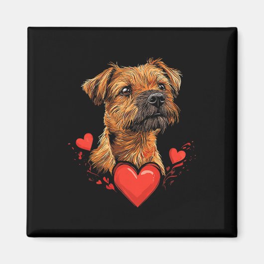 Valentijnsdag Border Terrier Magneet (Voorkant)