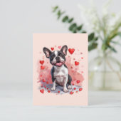 Valentijnsdag Boston Terrier Dog Briefkaart (Staand voorkant)