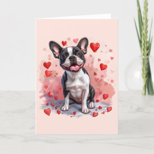 Valentijnsdag Boston Terrier Dog Feestdagen Kaart