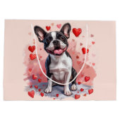 Valentijnsdag Boston Terrier Dog Groot Cadeauzakje (Achterkant)