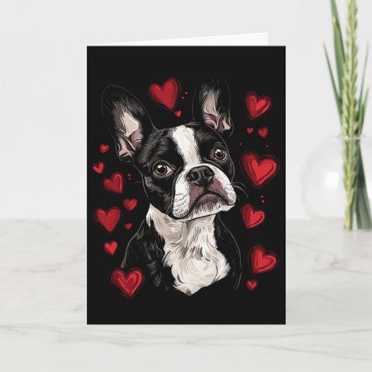 Valentijnsdag Boston Terrier Kaart (Voorkant)