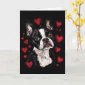 Valentijnsdag Boston Terrier Kaart (Gele Bloem)