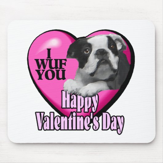 Valentijnsdag Boston Terrier Muismat (Voorkant)