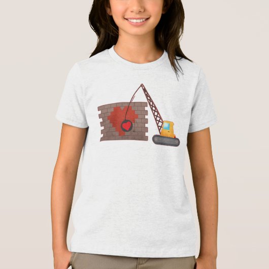 Valentijnsdag bouw sloopkraan Tri-Blend shirt (Voorkant)