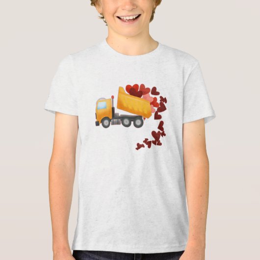 Valentijnsdag bouw vrachtwagen hart Tri-Blend shirt (Voorkant)
