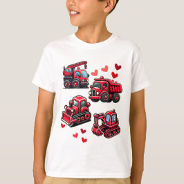 Valentijnsdag Bouw vrachtwagens Funny Boys Kinder T-shirt