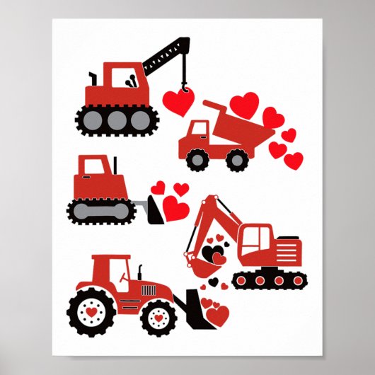 Valentijnsdag Boys Kinder peuter constructie vrach Poster (Voorkant)