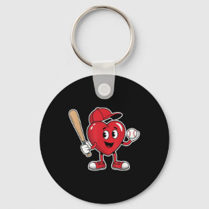 Valentijnsdag Boys Meisjes Kinder Hart Baseball Sp Sleutelhanger