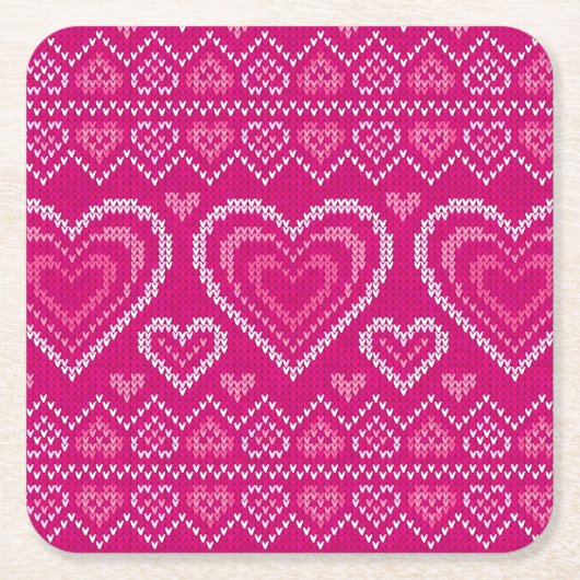 Valentijnsdag breipatroon 2 kartonnen onderzetters (Voorkant)