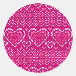 Valentijnsdag breipatroon 2 ronde sticker