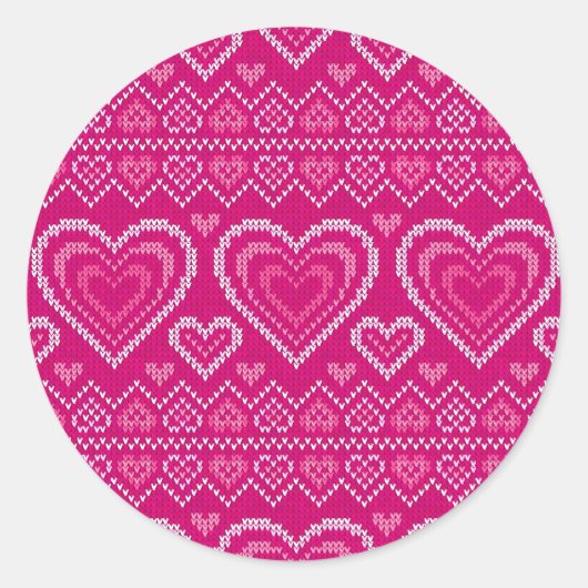 Valentijnsdag breipatroon 2 ronde sticker (Voorkant)