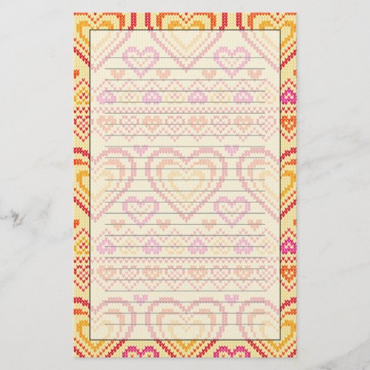 Valentijnsdag breipatroonpatroon briefpapier (Voorkant)