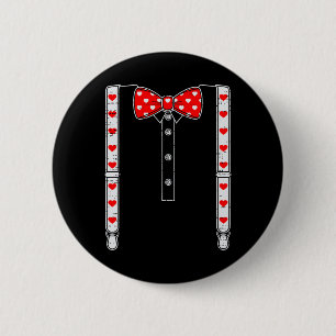 Valentijnsdag Bretels En Hartjes Das Jongens Ronde Button 5,7 Cm