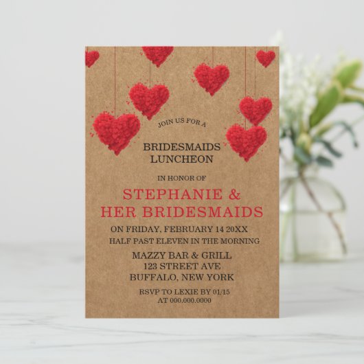 Valentijnsdag Bridesmaids Luncheon Kaart (Staand voorkant)