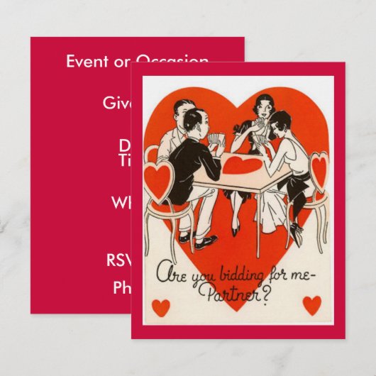 Valentijnsdag Bridge-game Kaart (Voorkant / Achterkant)