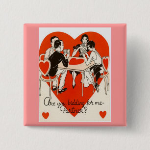 Valentijnsdag Bridge-game Vierkante Button 5,1 Cm
