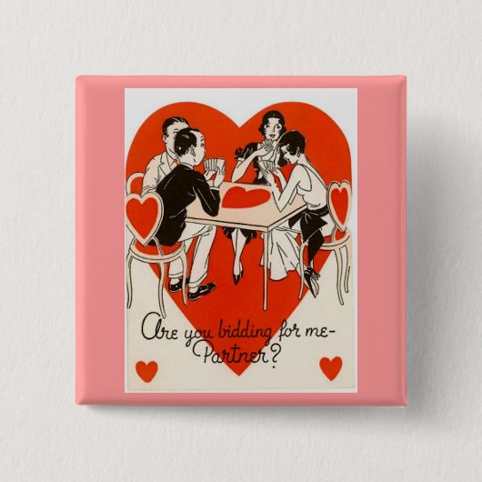 Valentijnsdag Bridge-game Vierkante Button 5,1 Cm (Voorkant)