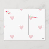 Valentijnsdag Briefkaart, Aqua, Rode Harten Feestdagenkaart (Achterkant)