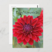 Valentijnsdag briefkaart met rode dahlia (Voorkant / Achterkant)