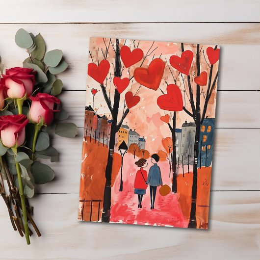 Valentijnsdag Briefkaart - Wandelen in het Park