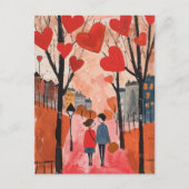 Valentijnsdag Briefkaart - Wandelen in het Park (Voorkant)