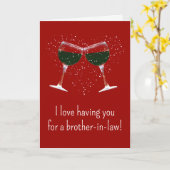 Valentijnsdag Brother in Law Funny Wine Cheers Kaart (Gele Bloem)