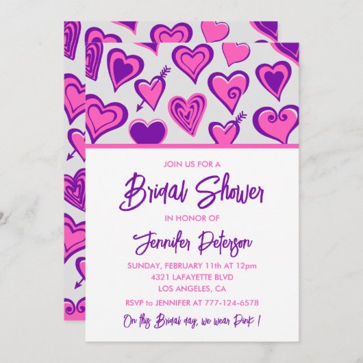 Valentijnsdag bruids douche uitnodiging Schattige (Voorkant / Achterkant)