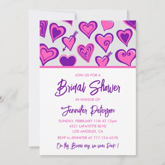 Valentijnsdag bruidsfeest uitnodiging Hartjes cute (Voorkant)