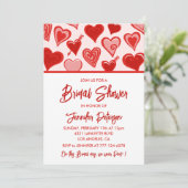 Valentijnsdag bruidsfeest uitnodiging Rood Roze (Staand voorkant)