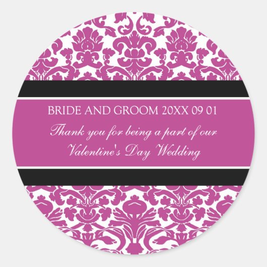 Valentijnsdag bruiloft gunst Labels roze Damask (Voorkant)