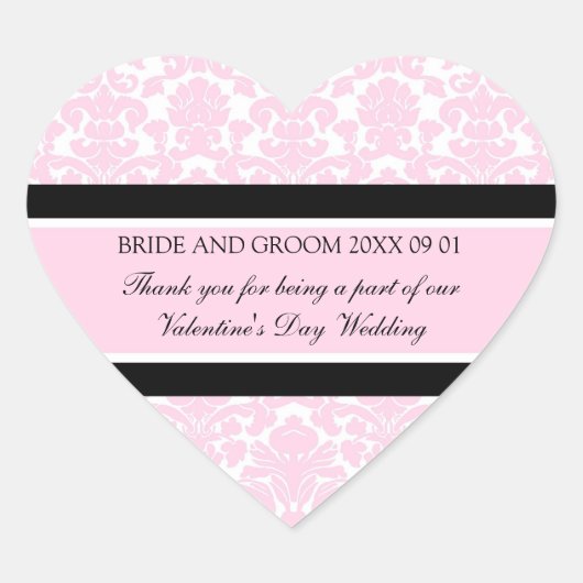 Valentijnsdag bruiloft gunst Labels roze Damask (Voorkant)