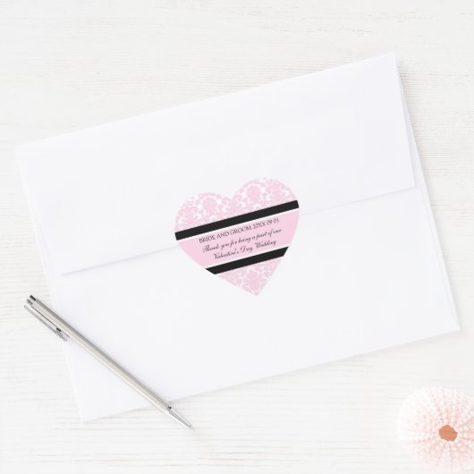 Valentijnsdag bruiloft gunst Labels roze Damask (Envelop)