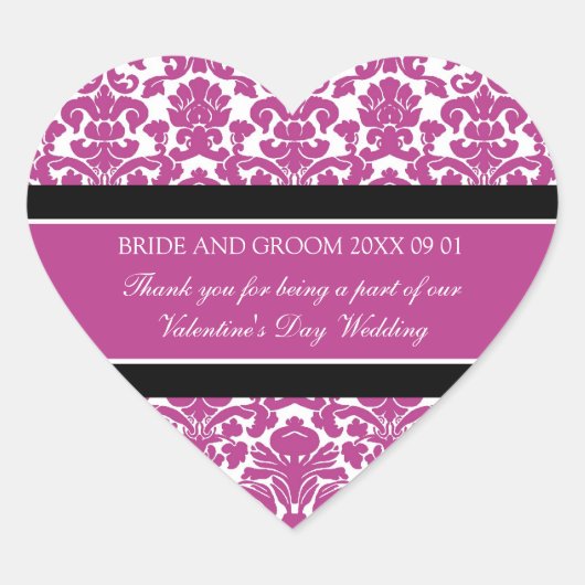 Valentijnsdag bruiloft gunst Labels roze Damask (Voorkant)