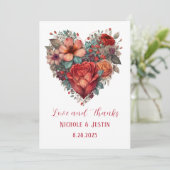 Valentijnsdag Bruiloft Liefde en Bedankt Kaart (Staand voorkant)