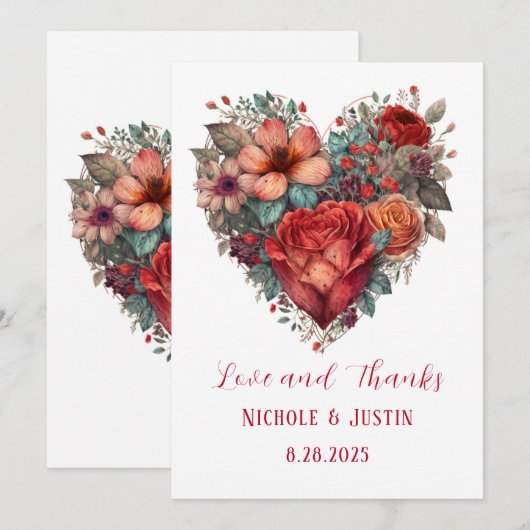 Valentijnsdag Bruiloft Liefde en Bedankt Kaart (Voorkant / Achterkant)